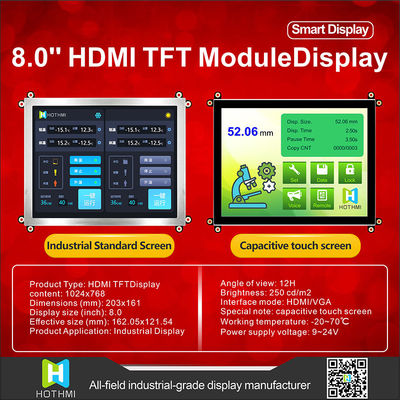 8 &quot;بوصة HDMI TFT LCD 1024x768 ضوء الشمس للقراءة للتطبيقات الصناعية العرض
