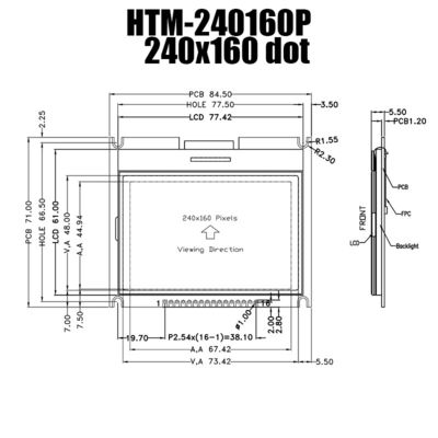 240X160 شاشة LCD رسومية FSTN شاشة إيجابية مع إضاءة خلفية بيضاء ST7529